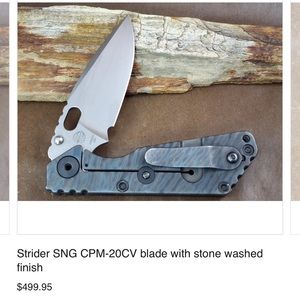 Strider SNG CPM-20CV Blade with stone washed finish. (Retail $499
